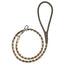 Soft Leather Dual-Color Braided Round Lead Beige Dark Brown Dog Leashes Dogline