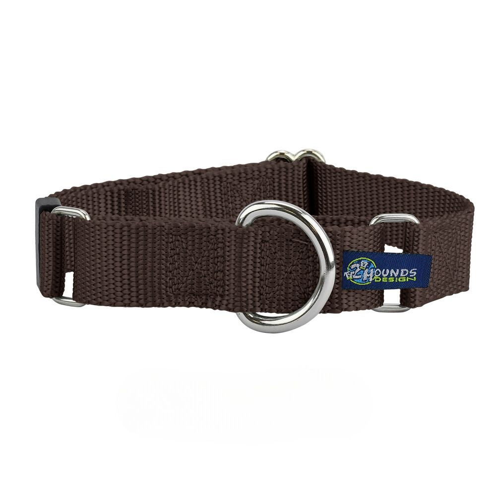 5/8″ and 1″ Brown Nylon Martingale Dog Collar 2 Hounds Design