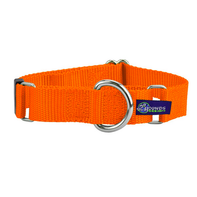 5/8″ and 1″ Neon Orange Nylon Martingale Dog Collar 2 Hounds Design