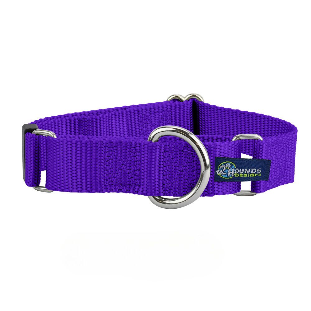 5/8″ and 1″ Purple Nylon Martingale Dog Collar 2 Hounds Design