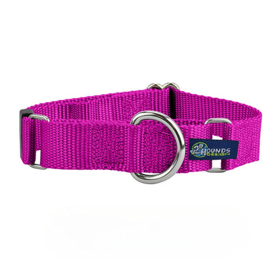 5/8″ and 1″ Raspberry Nylon Martingale Dog Collar 2 Hounds Design