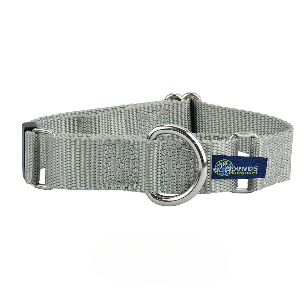 5/8″ and 1″ Silver Nylon Martingale Dog Collar 2 Hounds Design