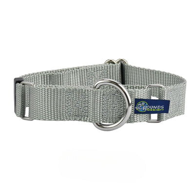 5/8″ and 1″ Silver Nylon Martingale Dog Collar 2 Hounds Design
