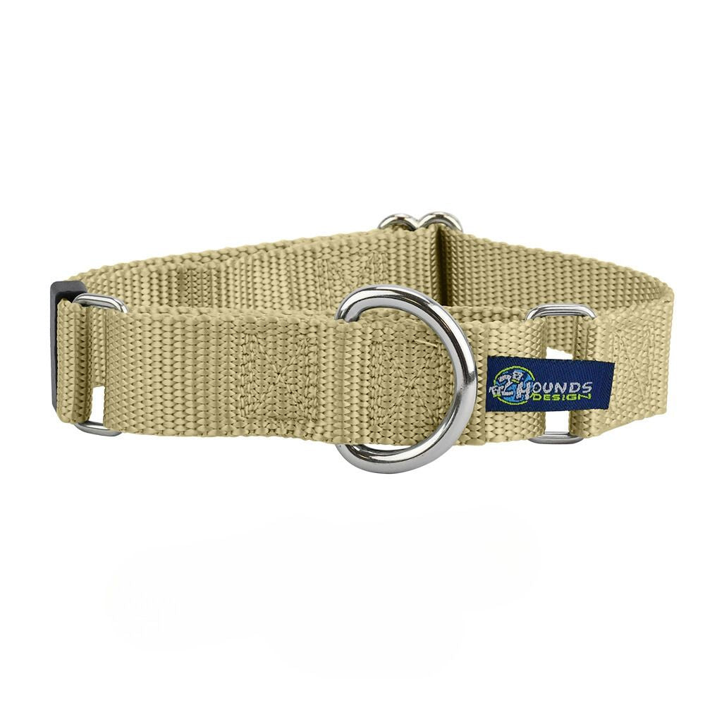 5/8″ and 1″ Tan Nylon Martingale Dog Collar 2 Hounds Design