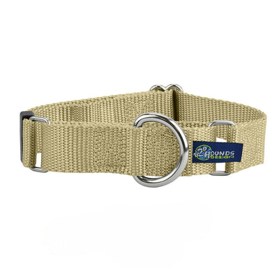 5/8″ and 1″ Tan Nylon Martingale Dog Collar 2 Hounds Design