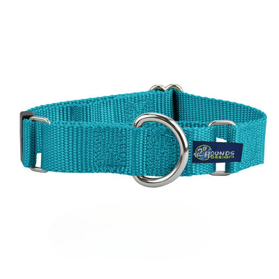 5/8″ and 1″ Teal Nylon Martingale Dog Collar 2 Hounds Design