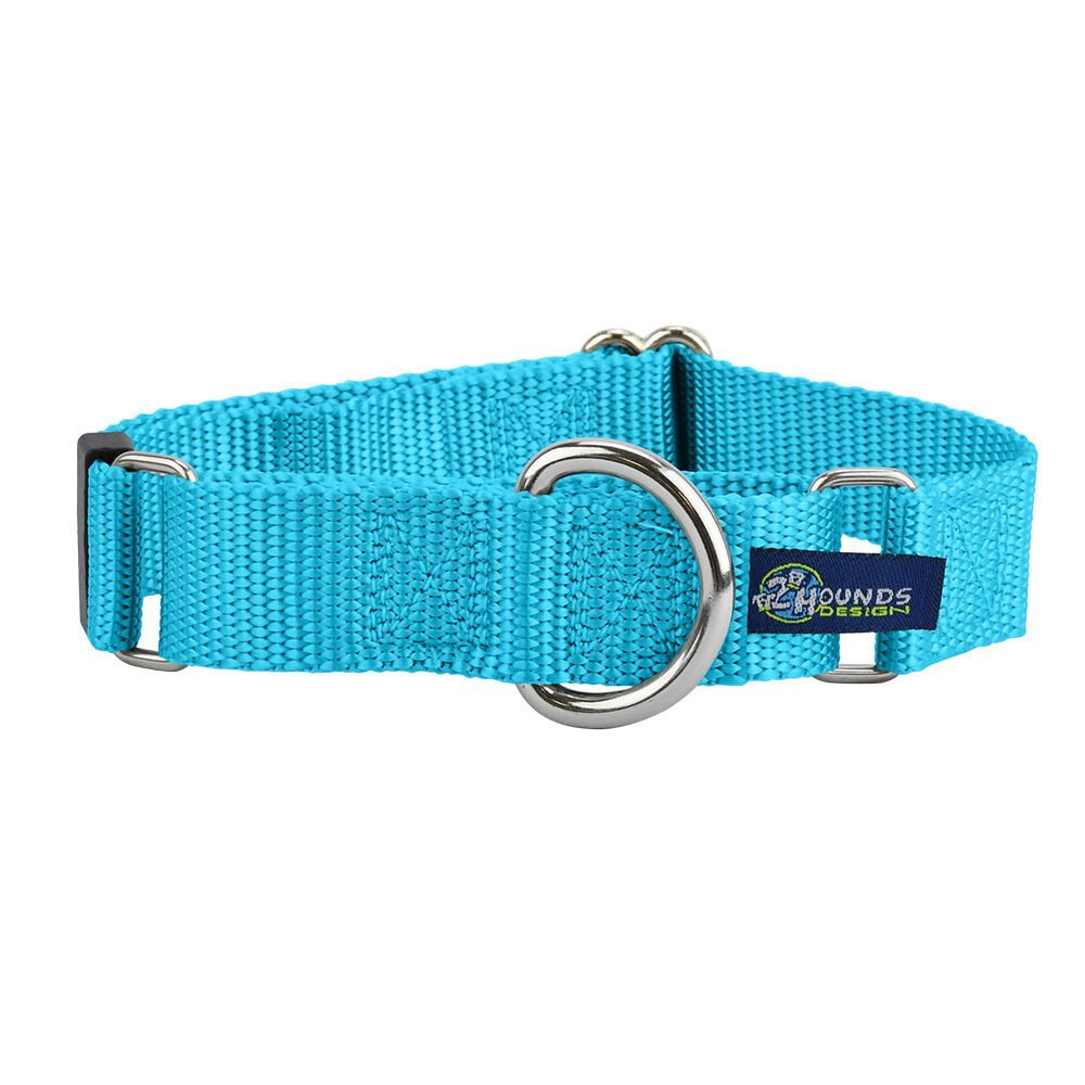5/8″ and 1″ Turquoise Nylon Martingale Dog Collar 2 Hounds Design