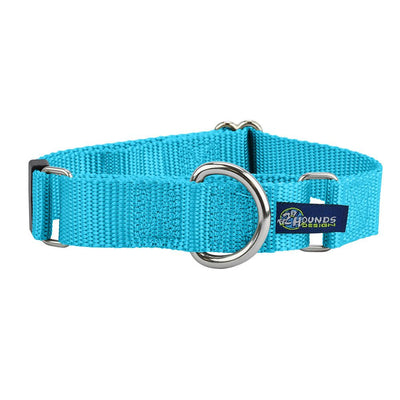 5/8″ and 1″ Turquoise Nylon Martingale Dog Collar 2 Hounds Design