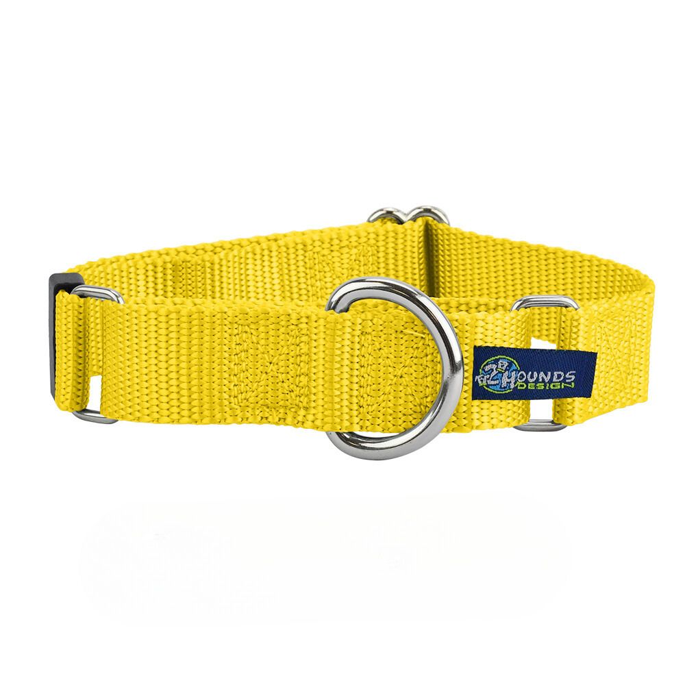 5/8″ and 1″ Yellow Nylon Martingale Dog Collar 2 Hounds Design
