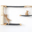 Cat Maze Wall - 3 Tier Cat Tree Natural Bamboo Charcoal Gray Canvas Pole Cat Condo Catastrophic Creations