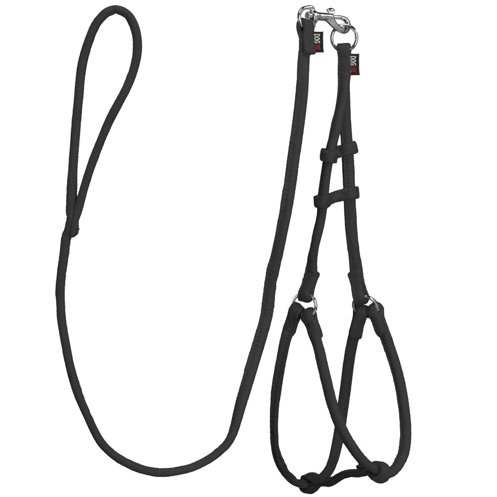 Comfort Microfiber Round Step-In Dog Harness + Dog Lead Black 1 Dog Harnesses Dogline