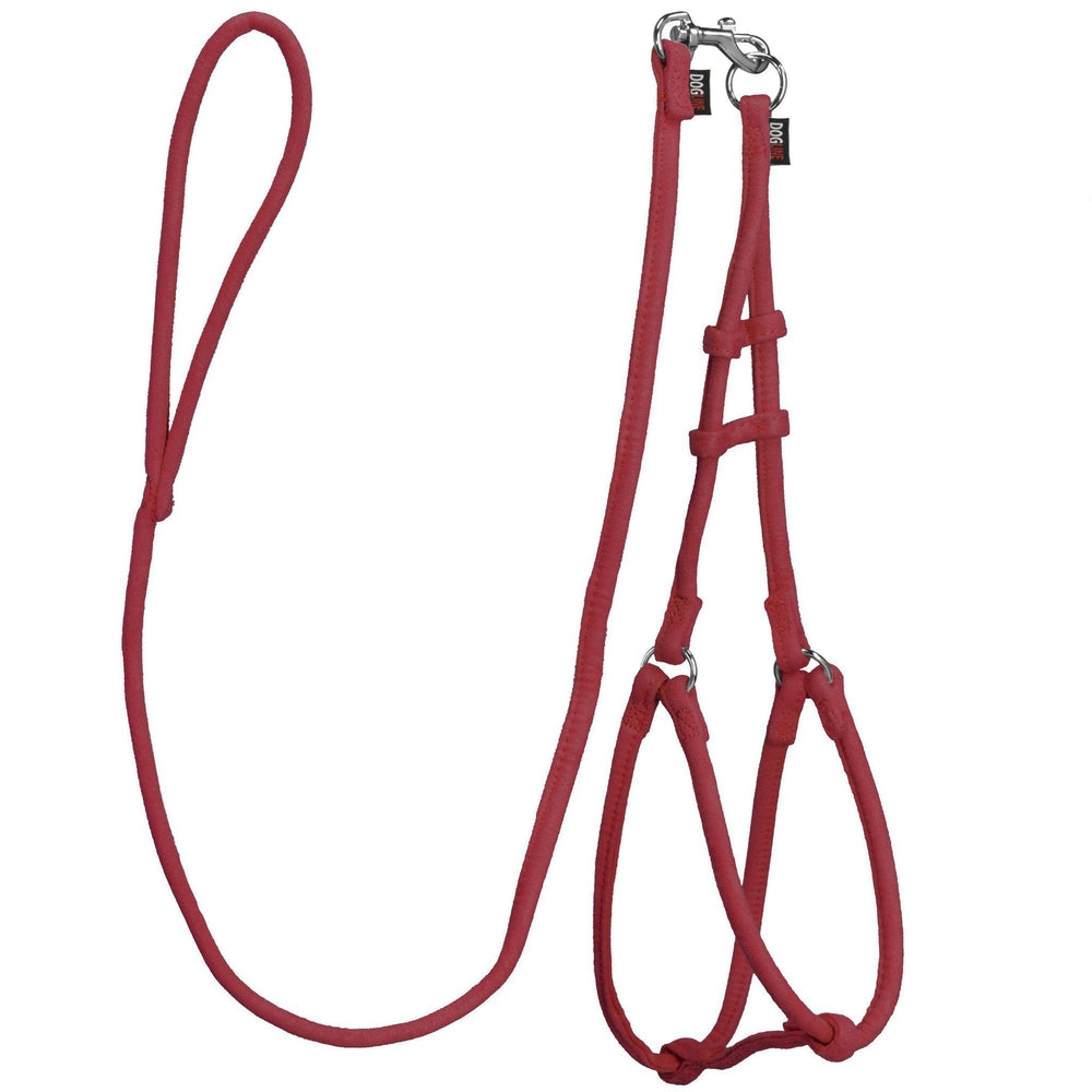 Comfort Microfiber Round Step-In Dog Harness + Dog Lead Red 1 Dog Harnesses Dogline