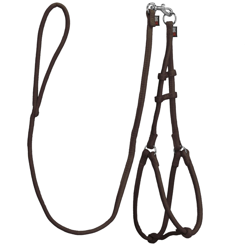Comfort Microfiber Round Step-In Dog Harness + Dog Lead Brown 1 Dog Harnesses Dogline