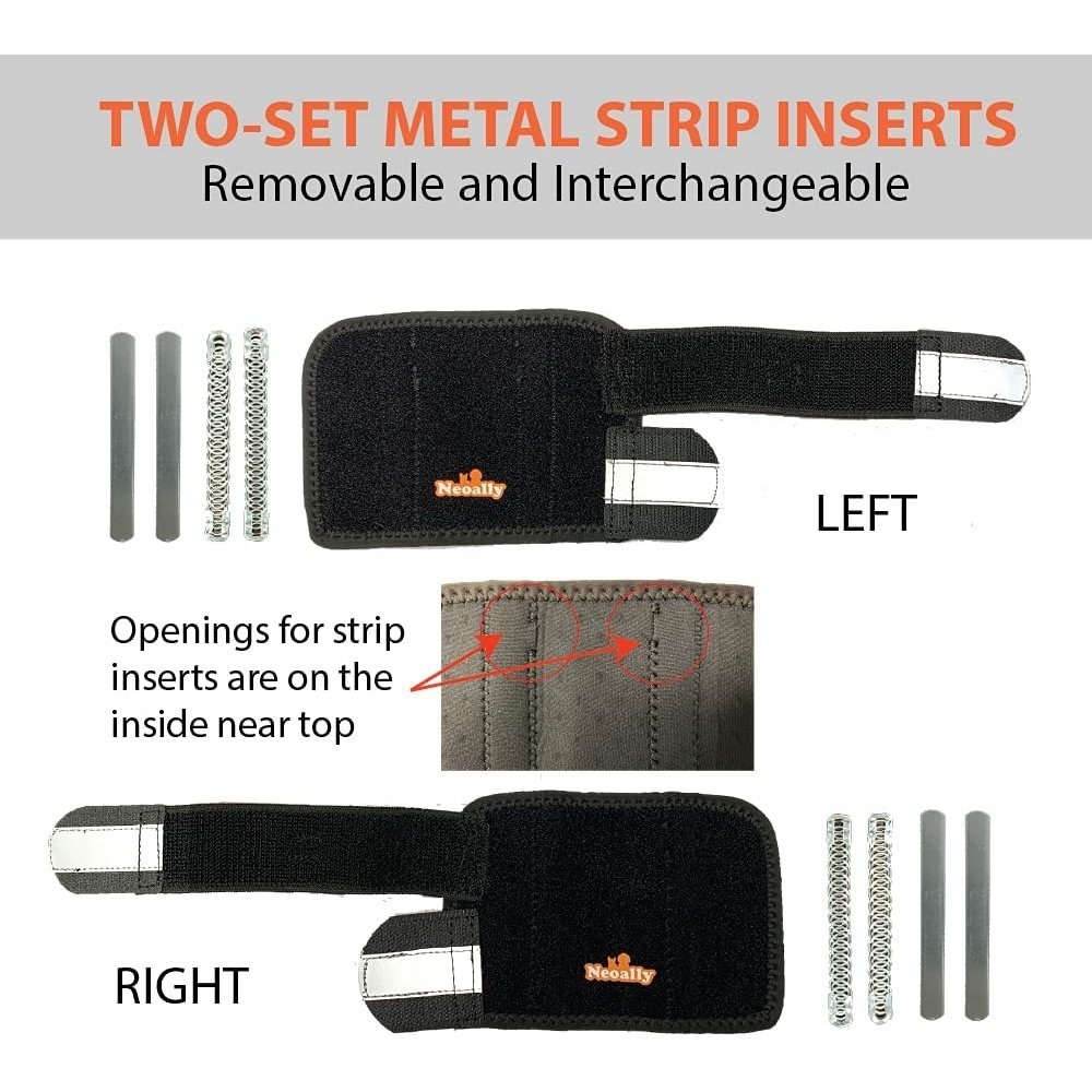 NeoAlly 3-in-1 Front Leg Dog Splint Brace: Rigid & Spring Inserts, Safety Reflective Straps (Pair) Neoallypets