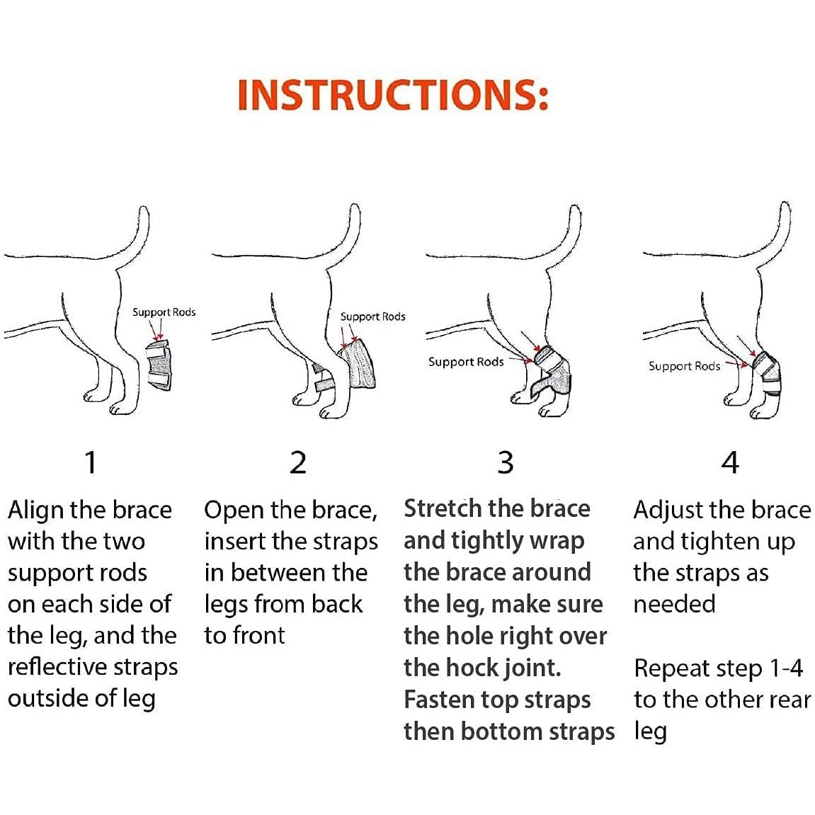 NeoAlly 3-in-1 Short Rear Leg Hock Brace for Smaller Dogs with Rigid and Spring Inserts | Safety Reflective Straps [Short Version] (Pair) Neoallypets