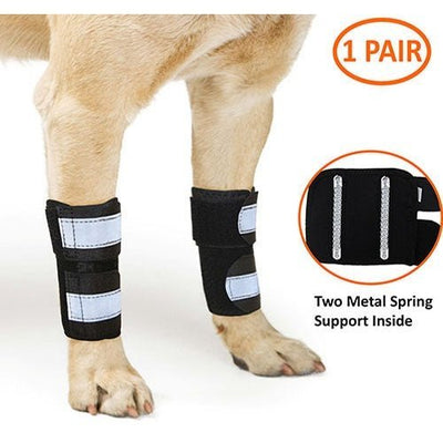 NeoAlly Dog Front Leg Brace with Reflective Straps - Metal Spring Inserts for Carpal Support (Pair) L XL Neoallypets