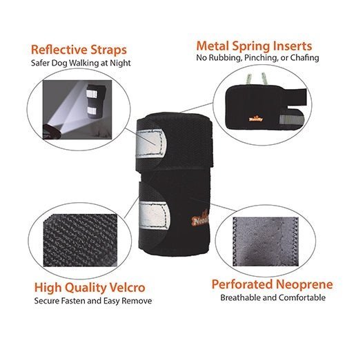 NeoAlly Dog Front Leg Brace with Reflective Straps - Metal Spring Inserts for Carpal Support (Pair) Neoallypets