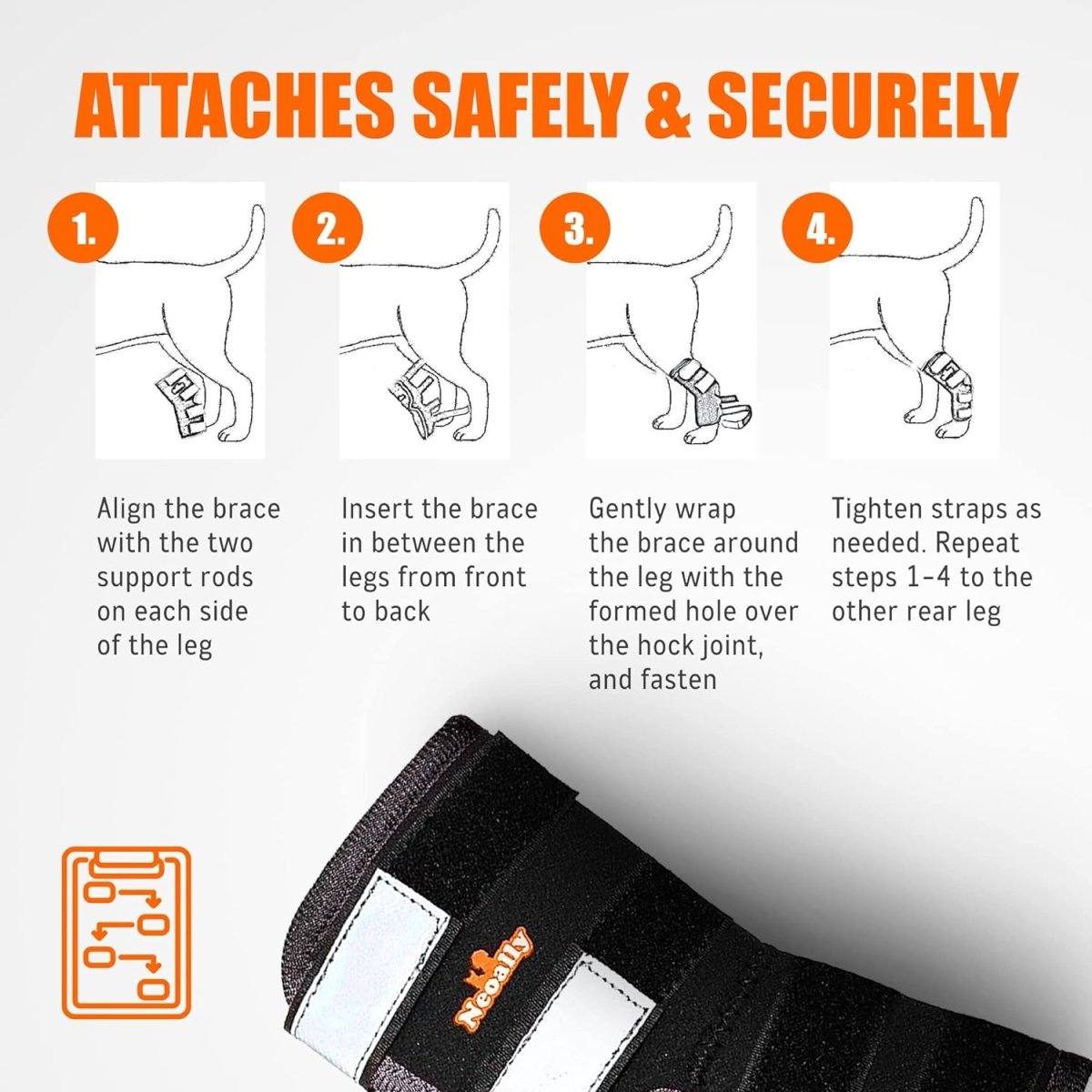 NeoAlly Dog Rear Leg Hock Brace with Safety Reflective Straps for Large Dogs [Long Version] Neoallypets