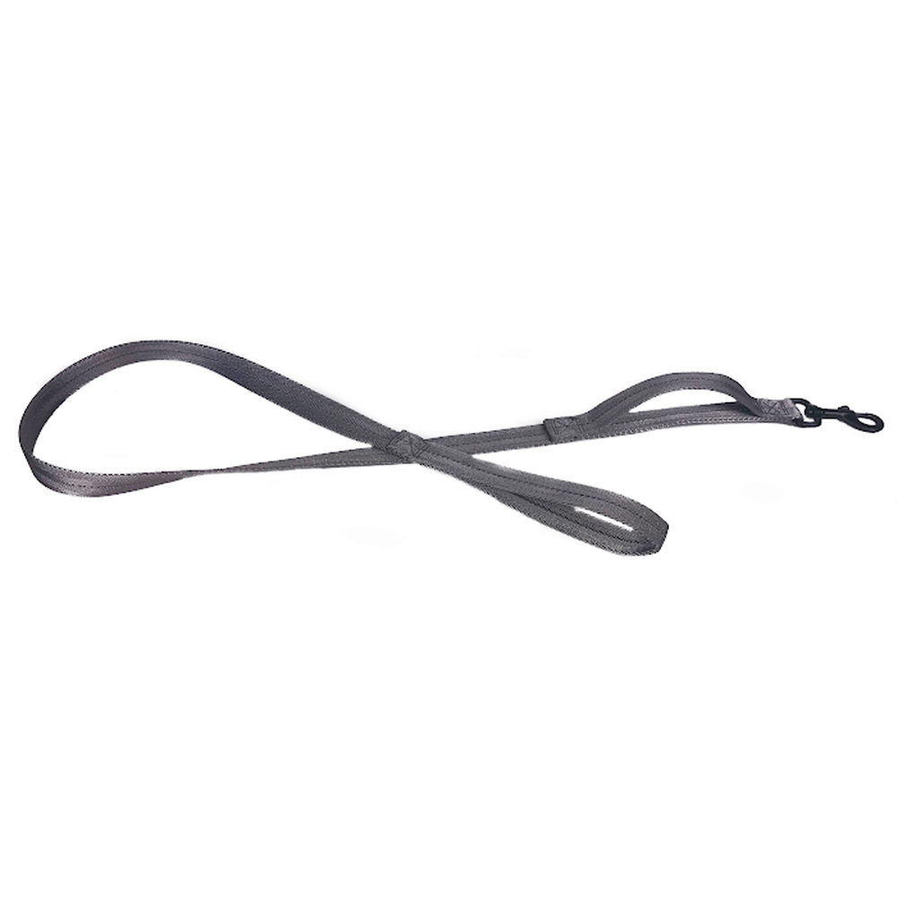 Nylon Flat Leash + Built-in Traffic Handle Grey 1" Dog Collars Dogline