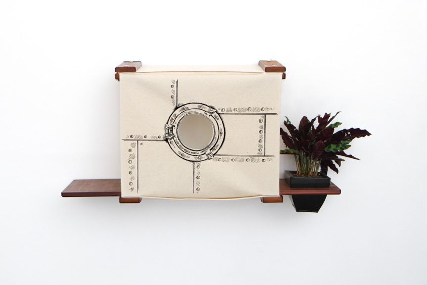 Deluxe Cat Cubby Bed English Chestnut Bamboo Porthole Planter Catastrophic Creations
