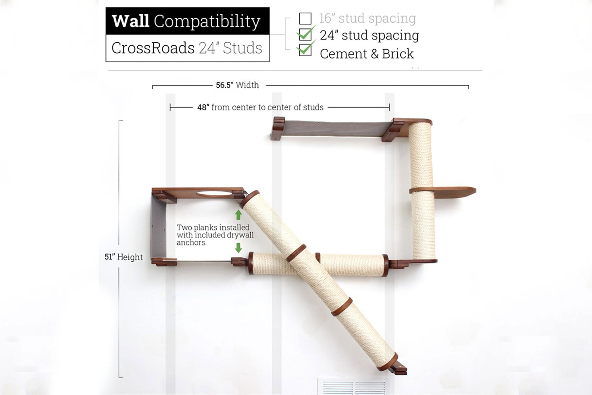 The Crossroads - Cat Wall Scratcher - Tree with Ramp Cat Condo Catastrophic Creations