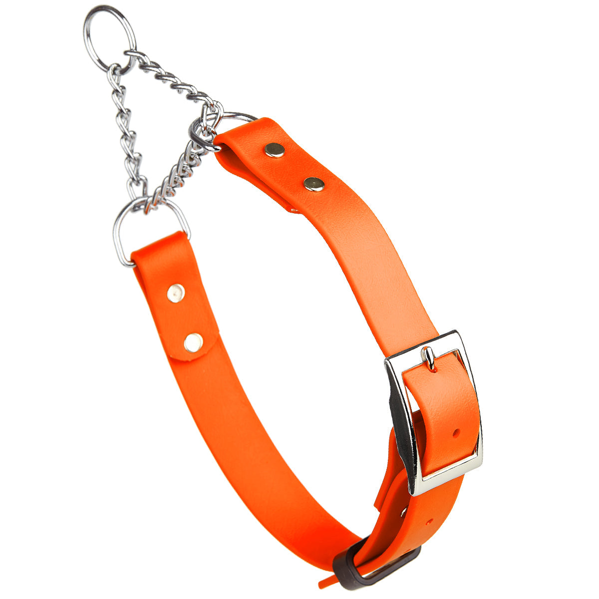 Biothane Adjustable Martingale Collar with Metal Buckle Hunter Orange Dog Collars Dogline