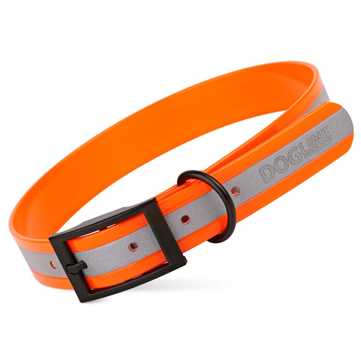 Biothane Translucent Reflective Dog Collar Orange Dog Collars Dogline