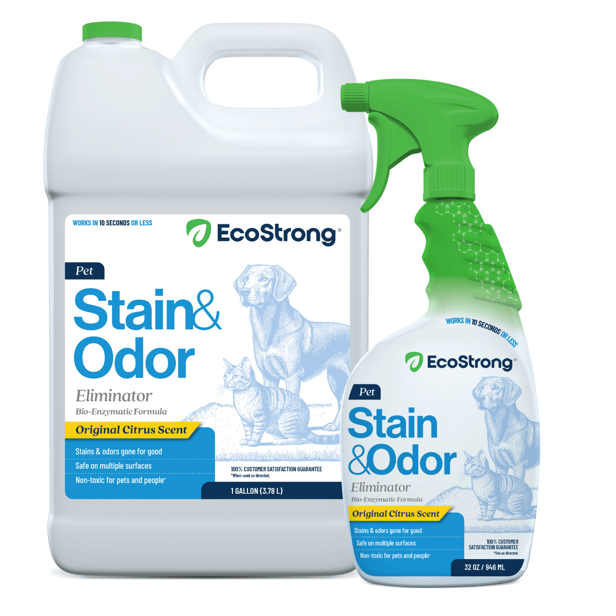 Pet Stain and Odor Eliminator Citrus 32 oz Sprayer Bottle and 1 Gallon Refill Pet & Animal > Pet Stain & Odor EcoStrong