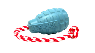 USA-K9 Grenade Shaped Rubber Dog Toy - Chew, Treat Dispenser & Tug Toy | USA Rubber Dog Toys SodaPup/True Dogs, LLC