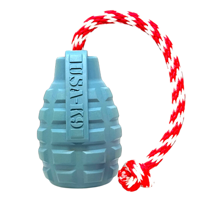 USA-K9 Grenade Shaped Rubber Dog Toy - Chew, Treat Dispenser & Tug Toy | USA Rubber Dog Toys SodaPup/True Dogs, LLC