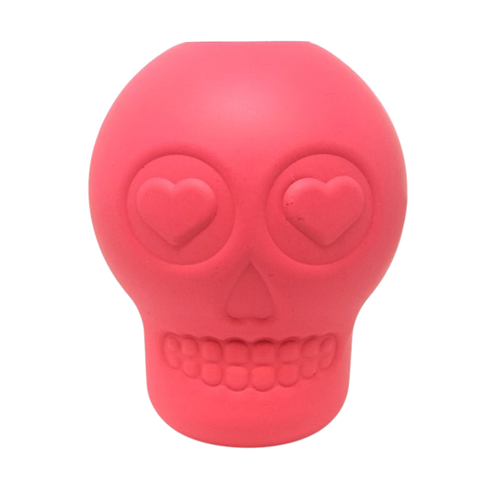 Sugar Skull Dog Chew Toy & Treat Dispenser - USA Made | SodaPup LARGE PINK SKULL Rubber Dog Toys SodaPup/True Dogs, LLC