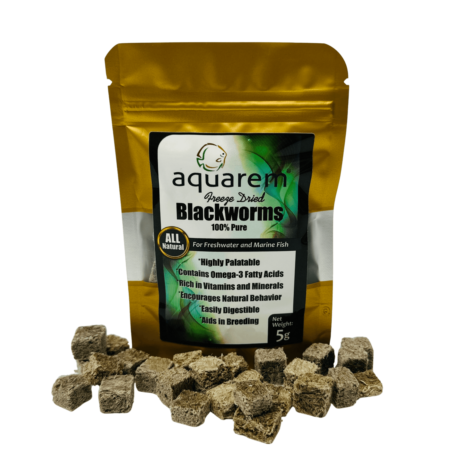 Premium Freeze Dried Blackworms - All Natural 5 Grams (All Natural) Fish Food Super Cichlids
