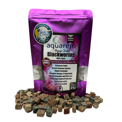 Premium Freeze Dried Blackworms - Power Boost 25 Grams (Power Boost) Fish Food Super Cichlids
