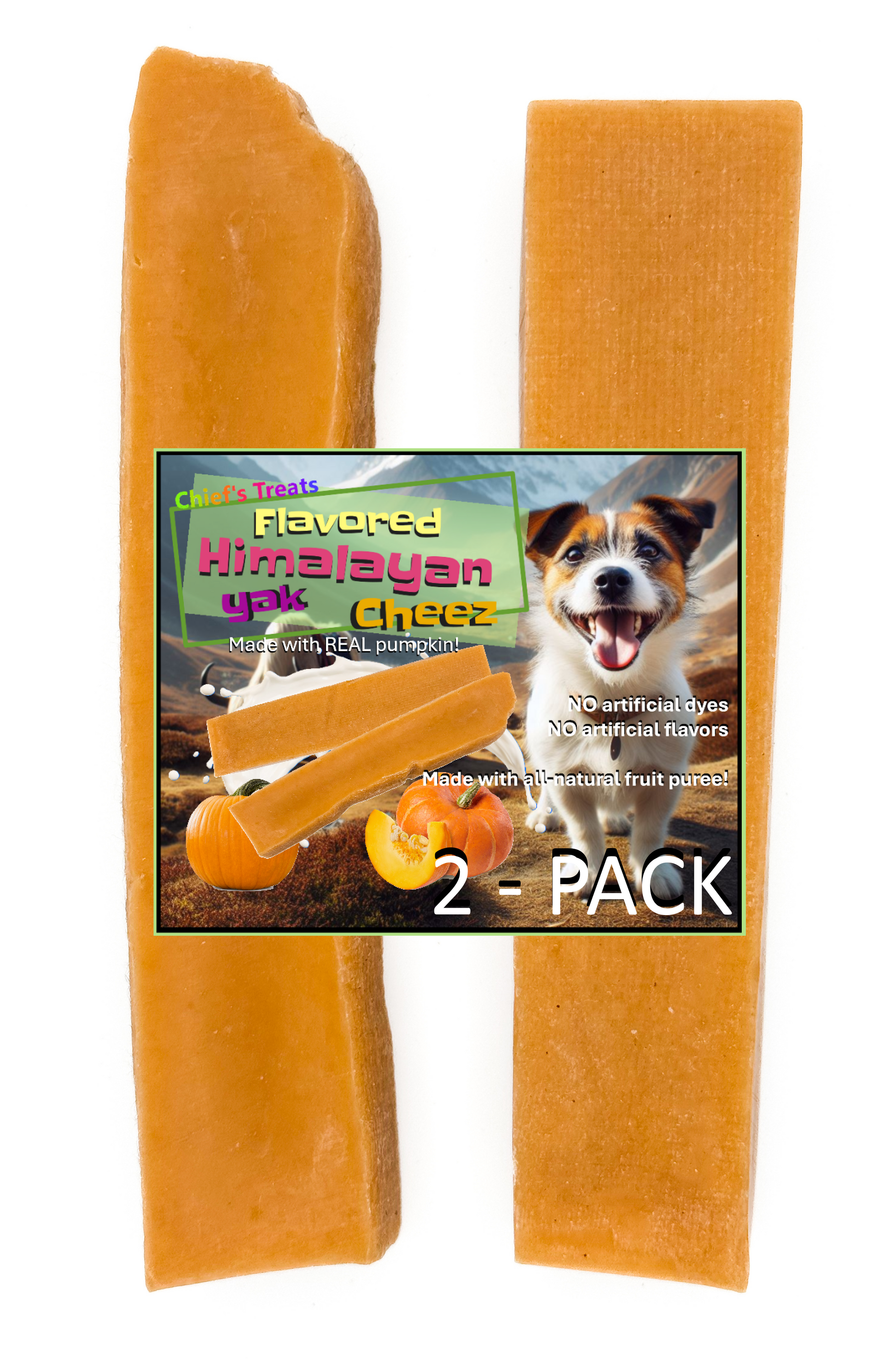 Pumpkin Flavored Yak Cheese Chew - made with REAL PUMPKIN Puree - Single Yak Chew Chief’s Treats and Pet Supplies