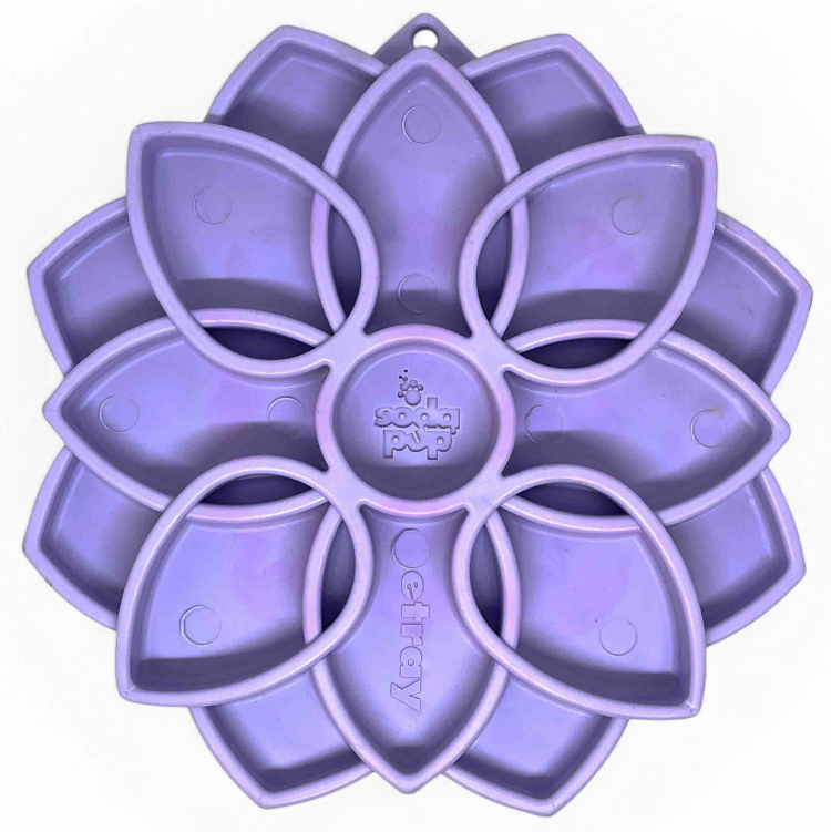 Mandala Softie eTray Shallow Slow Feeder Dog Bowl with Suction Cups | USA Made Pastel Purple Mandala Softie ETRAY SodaPup/True Dogs, LLC