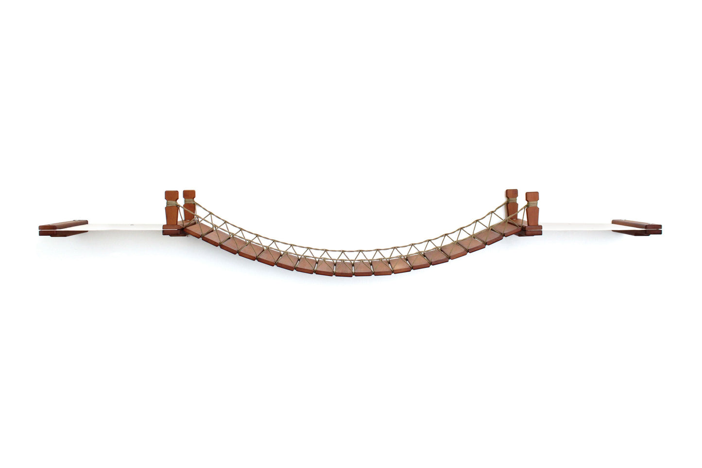 Double Cat Hammock and Climbing Bridge Combo English Chestnut Bamboo Natural Canvas 50" Cat Bridge Catastrophic Creations