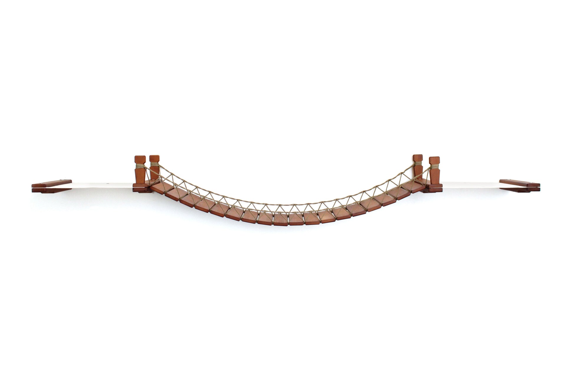 Double Cat Hammock and Climbing Bridge Combo English Chestnut Bamboo Natural Canvas 50" Cat Bridge Catastrophic Creations