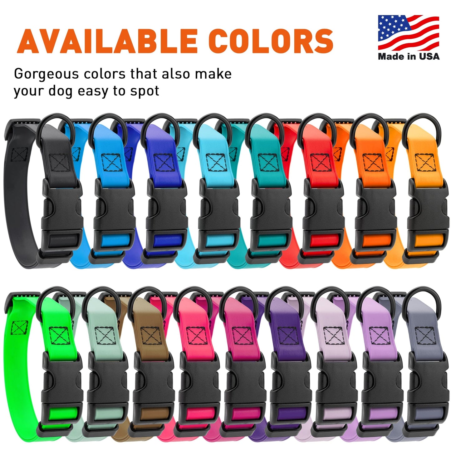 Dogline Biothane Waterproof Dog Collar with Quick Release Buckle Dog Collars Dogline
