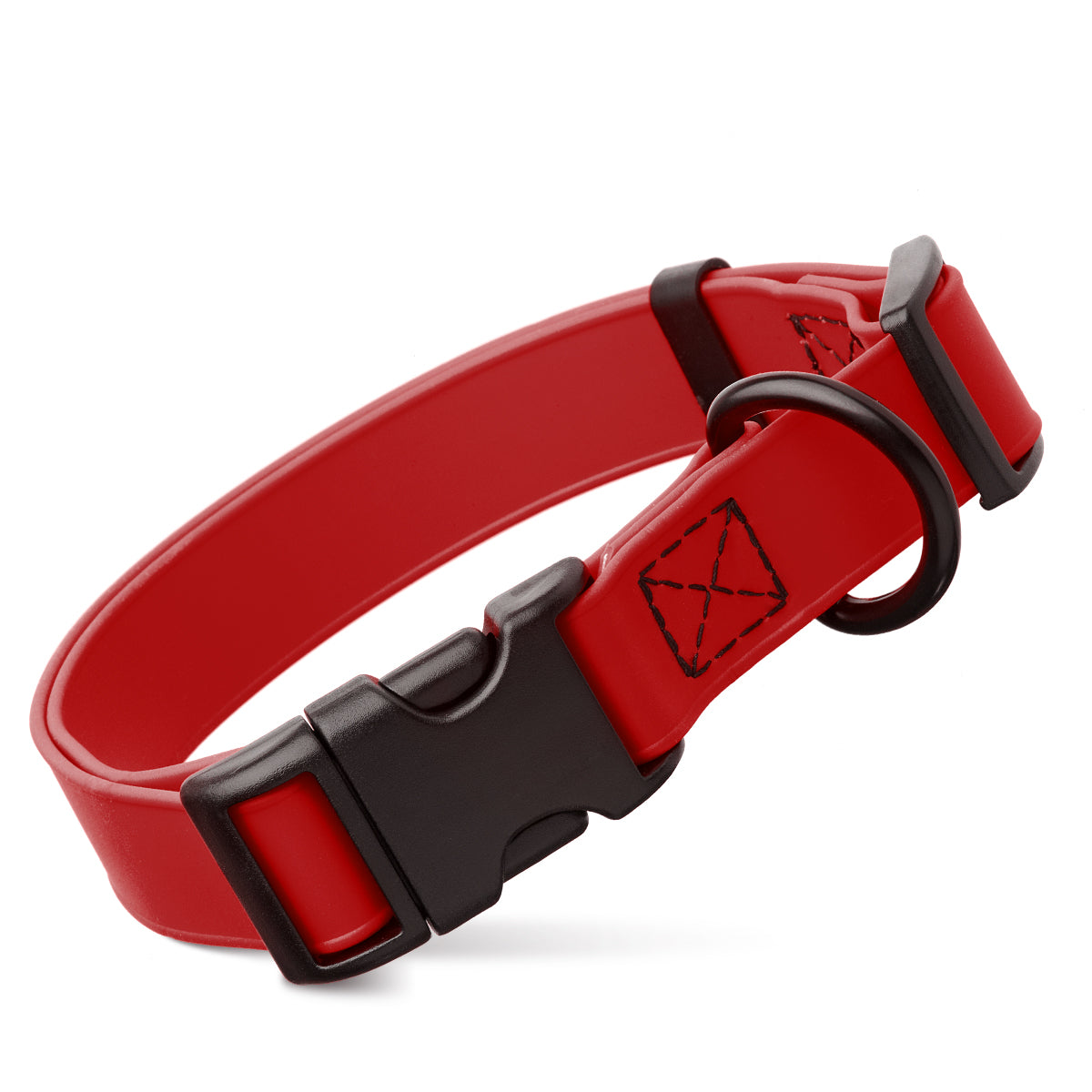Dogline Biothane Waterproof Dog Collar with Quick Release Buckle Cherry Red Dog Collars Dogline