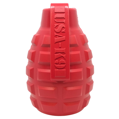 USA-K9 Grenade Rubber Dog Chew Toy | K9 Handler eDispenser Toy | Red & Blue | USA Made Rubber Dog Toys SodaPup/True Dogs, LLC