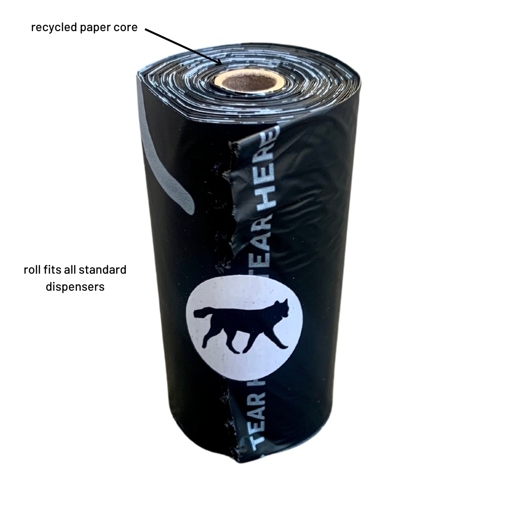 compostable plant-based dog poop bags + bamboo dispenser Compostable Dog Poop Bags rōmng