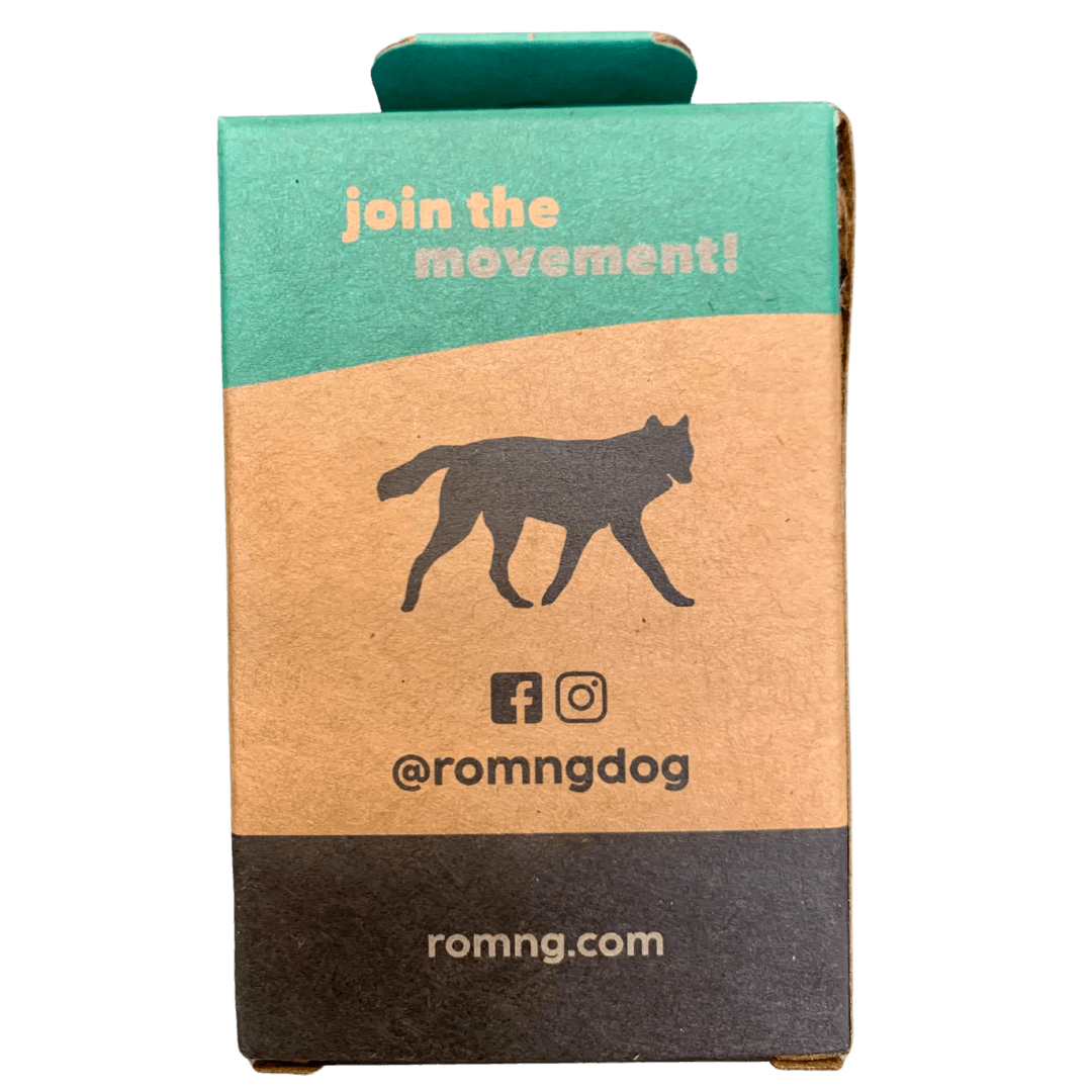 compostable plant-based dog poop bags + bamboo dispenser Compostable Dog Poop Bags rōmng