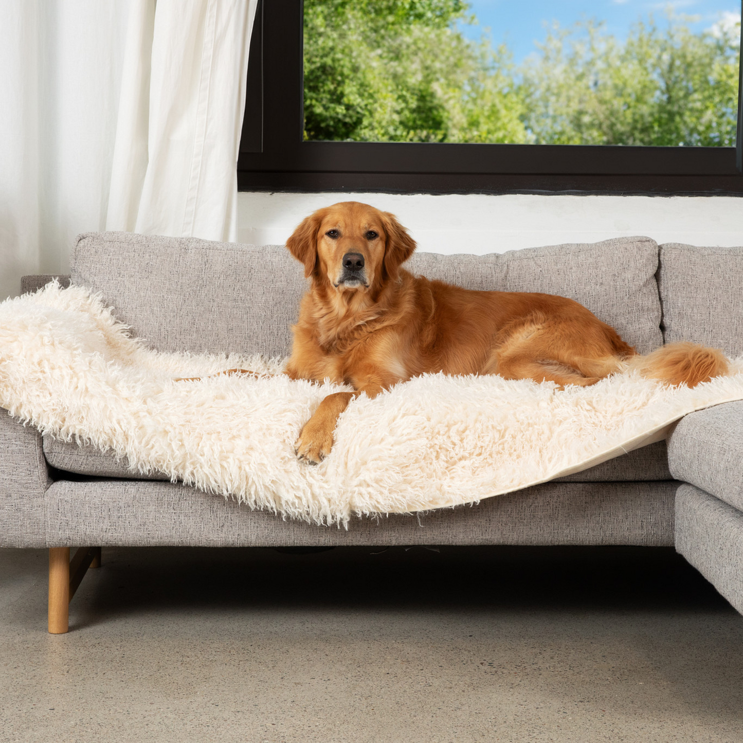 PupProtector™ Luxe Waterproof Bed Runner - Plush Sheep Ivory Dog Blanket Paw