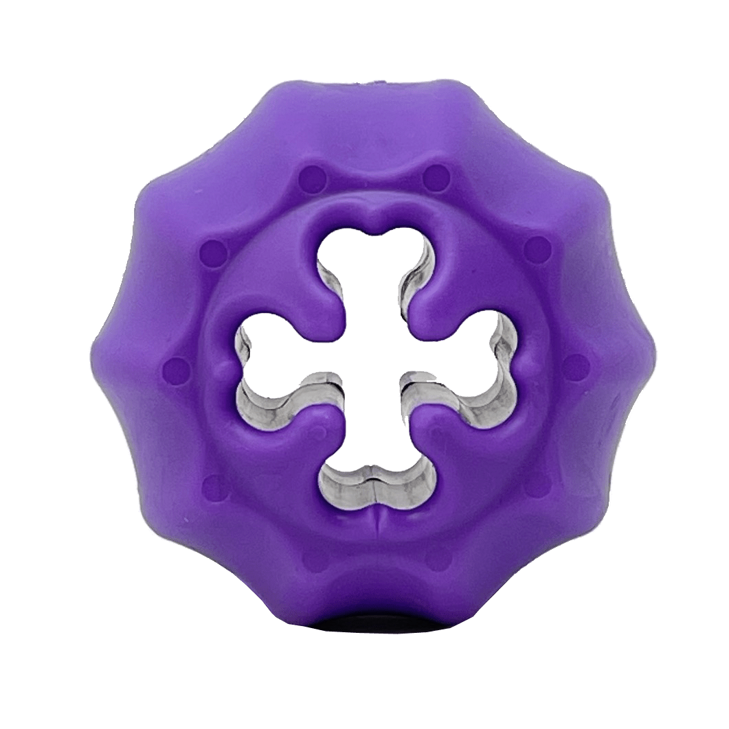 Cross Bones Bully Stick Holder &amp; Chew Toy for Heavy Chewers | Purple | USA Made Crossed Bones Chew Toy & Treat Dispenser Rubber Dog Toys SodaPup/True Dogs, LLC