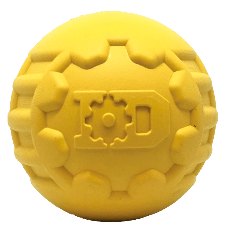 Industrial Dog Ball Rubber Chew Toy for Heavy Chewers | Yellow | USA Made | SodaPup LARGE ID BALL - YELLOW Rubber Dog Toys SodaPup/True Dogs, LLC