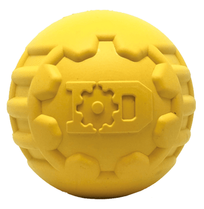 Industrial Dog Ball Rubber Chew Toy for Heavy Chewers | Yellow | USA Made | SodaPup LARGE ID BALL - YELLOW Rubber Dog Toys SodaPup/True Dogs, LLC