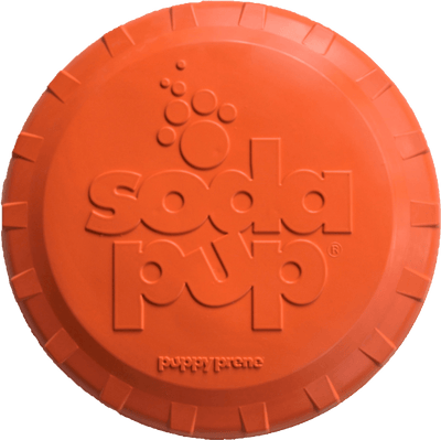Bottle Top Flyer Rubber Frisbee for Dogs | Orange | Vet Approved | USA Made Rubber Dog Toys SodaPup/True Dogs, LLC
