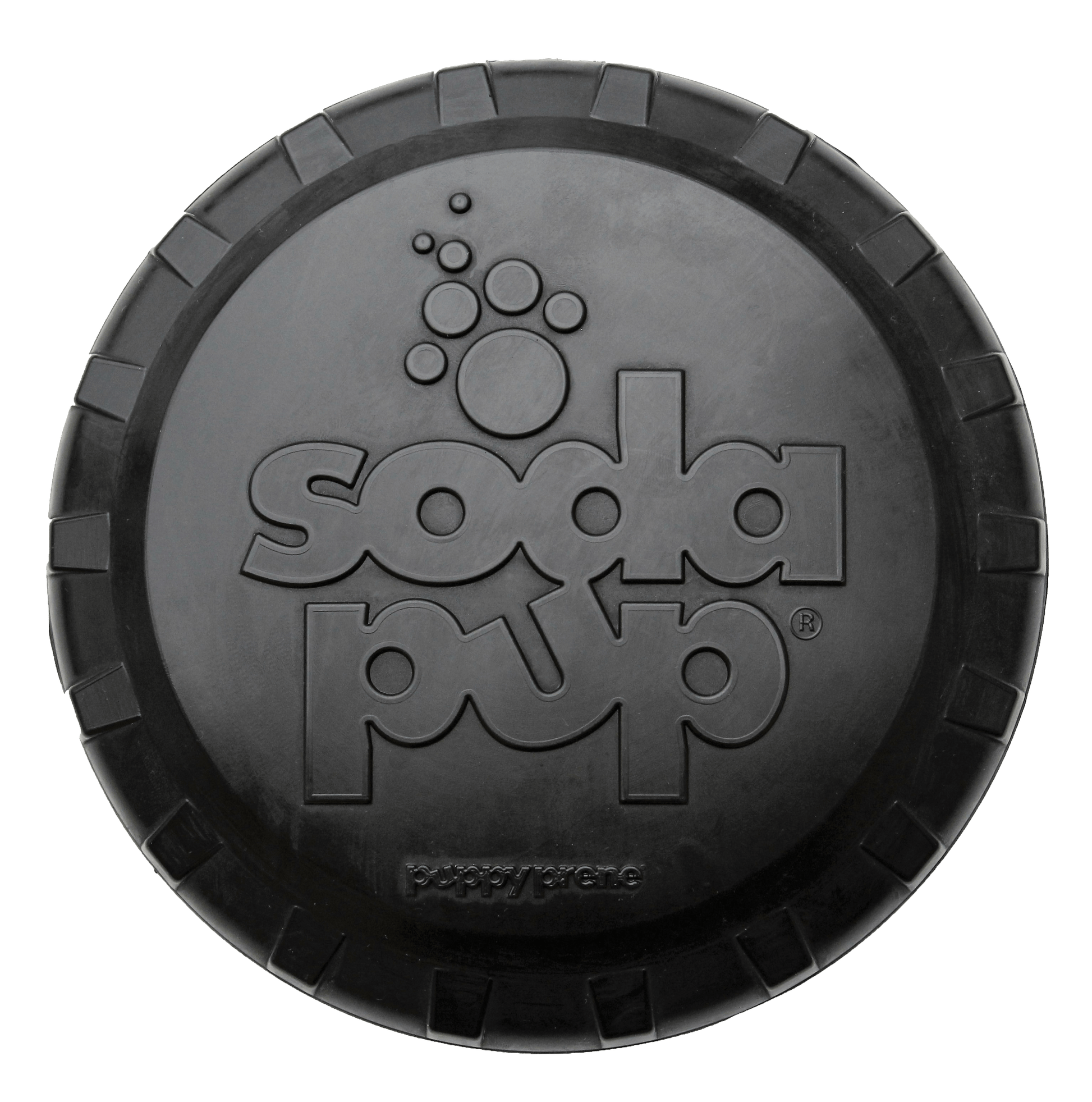 Magnum Bottle Top Flyer Rubber Frisbee for Heavy Chewers | Large | USA Made Large Flyer (9.75" Diameter) Rubber Dog Toys SodaPup/True Dogs, LLC