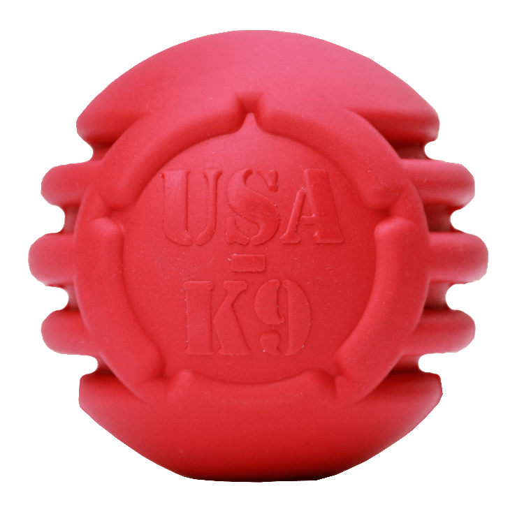 USA-K9 Stars and Stripes Rubber Dog Toy | K9 Handler Reward Toy | Red | USA Made LARGE STARS AND STRIPES DENTAL BALL Rubber Dog Toys SodaPup/True Dogs, LLC