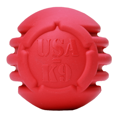 USA-K9 Stars and Stripes Rubber Dog Toy | K9 Handler Reward Toy | Red | USA Made LARGE STARS AND STRIPES DENTAL BALL Rubber Dog Toys SodaPup/True Dogs, LLC